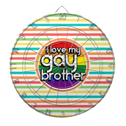 Heldere regenboog strepen; Gay Brother Dartbord (Voorkant)