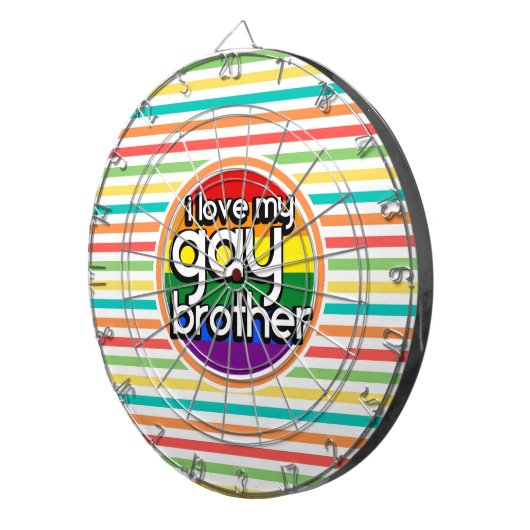 Heldere regenboog strepen; Gay Brother Dartbord (Voorkant Rechts)