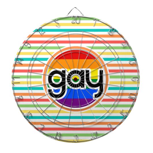 Heldere regenboog strepen, Gay Dartbord (Voorkant)