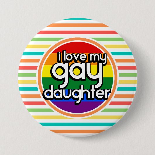 Heldere regenboog strepen, gay dochter ronde button 7,6 cm (Voorkant)