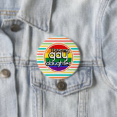 Heldere regenboog strepen, gay dochter ronde button 7,6 cm (In situ)