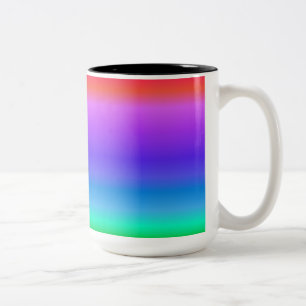 Heldere regenboog tweekleurige koffiemok