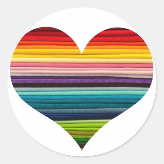 Heldere Regenboog van Vele Kleuren Hartontwerp Ronde Sticker (Voorkant)