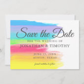 Heldere regenboog vrolijk modern save the date (Voorkant)