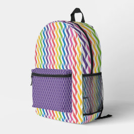 HELDERE REGENBOOGGEKLEURDE GEOMETRISCHE PATRONEN BEDRUKTE RUGZAK