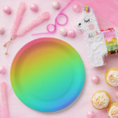 Heldere regenbooggradiënt bruiloft papieren bordje (Feest)