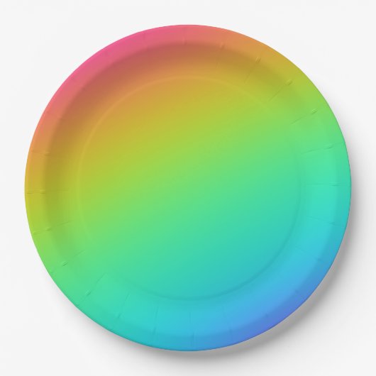 Heldere regenbooggradiënt bruiloft papieren bordje (Voorkant)