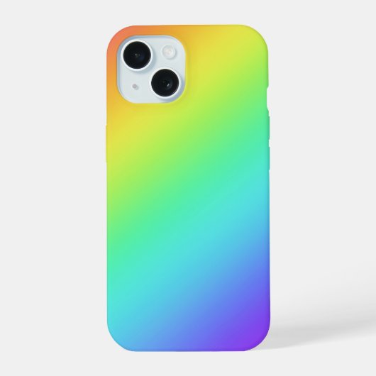 Heldere regenbooggradiënt iPhone 15 case (Achterkant)