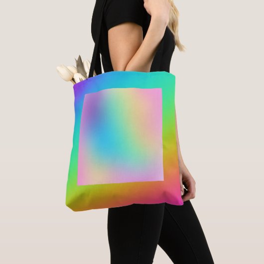 Heldere regenbooggradiënt tote bag (Dichtbij)