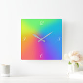 Heldere regenbooggradiënt vierkante klok (Huis)