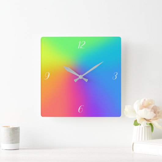 Heldere regenbooggradiënt vierkante klok (Huis)