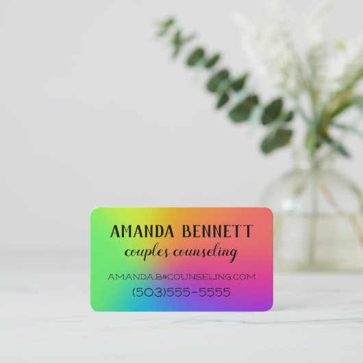 Heldere regenbooggradiënt visitekaartje (Staand voorkant)