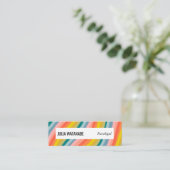 Heldere regenbooghandmade Stripes w Social Icons Mini Visitekaartje (Staand voorkant)