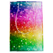Heldere regenboogkleuren Bokeh Glitter Medium Cadeauzakje (Voorkant)