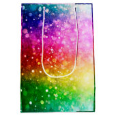 Heldere regenboogkleuren Bokeh Glitter Medium Cadeauzakje (Achterkant)