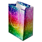 Heldere regenboogkleuren Bokeh Glitter Medium Cadeauzakje (Achterkant Gekanteld)