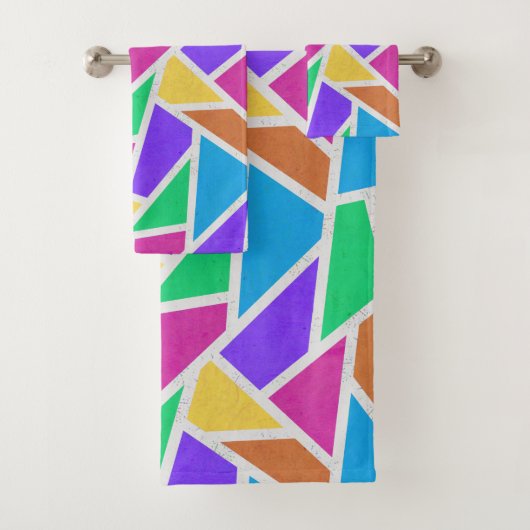 Heldere regenboogkleuren mozaïek bad handdoek (Insitu)