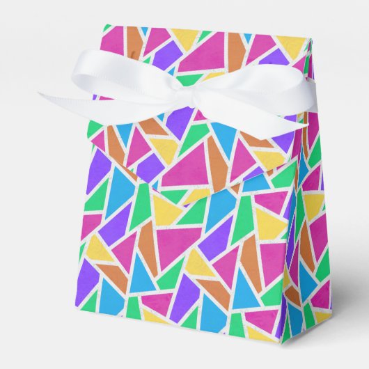 Heldere regenboogkleuren mozaïek bedankdoosjes (Voorkant Zijde)
