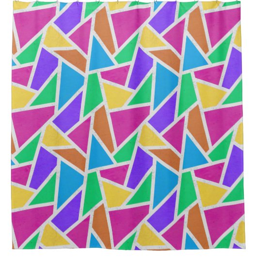 Heldere regenboogkleuren mozaïek douchegordijn (Voorkant)
