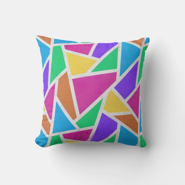 Heldere regenboogkleuren mozaïek kussen (Voorkant)