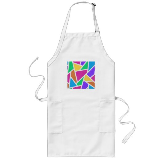 Heldere regenboogkleuren mozaïek lang schort (Voorkant)