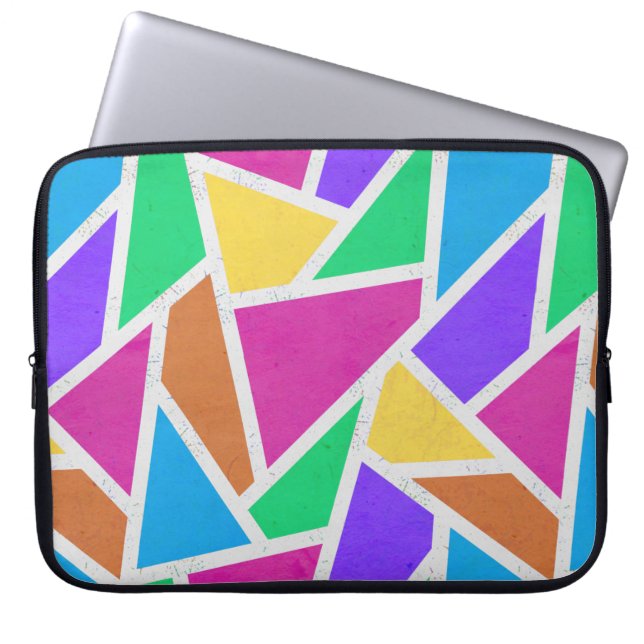 Heldere regenboogkleuren mozaïek laptop sleeve (Voorkant)