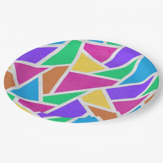 Heldere regenboogkleuren mozaïek papieren bordje (Gekanteld)