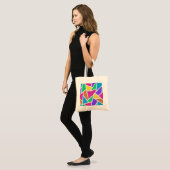 Heldere regenboogkleuren mozaïek tote bag (Voorkant (model))