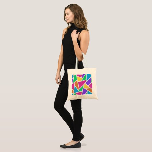 Heldere regenboogkleuren mozaïek tote bag (Voorkant (model))
