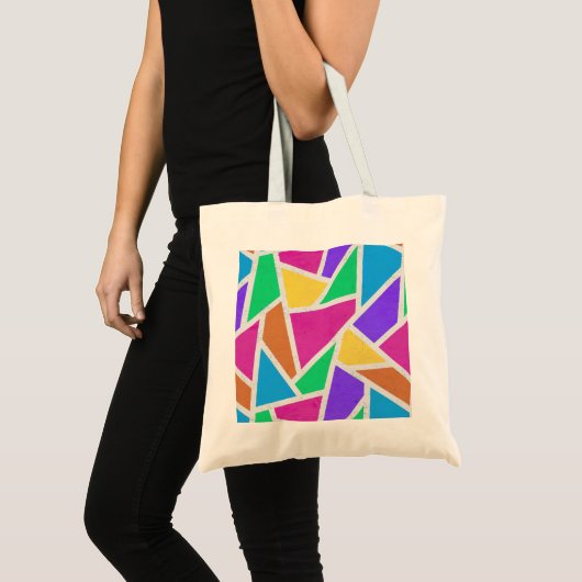 Heldere regenboogkleuren mozaïek tote bag (Voorkant (product))