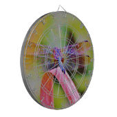 Heldere regenboogroze dragonvlieg dartbord (Voorkant Links)