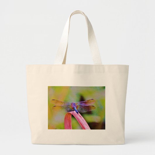 Heldere regenboogroze dragonvlieg grote tote bag (Voorkant)