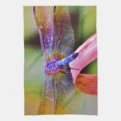 Heldere regenboogroze dragonvlieg theedoek (Verticaal)