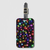 Heldere regenboogsparken, sterren en vuurwerk bagagelabel (Voorkant (verticaal))