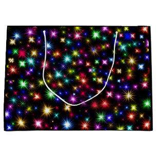 Heldere regenboogsparken, sterren en vuurwerk groot cadeauzakje