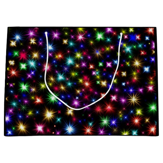 Heldere regenboogsparken, sterren en vuurwerk groot cadeauzakje (Voorkant)