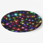 Heldere regenboogsparken, sterren en vuurwerk papieren bordje (Gekanteld)