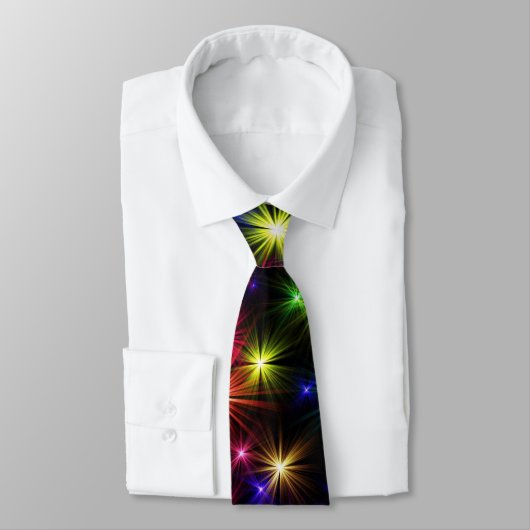 Heldere regenboogsparken, sterren en vuurwerk stropdas (Gebonden)