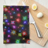 Heldere regenboogsparken, sterren en vuurwerk theedoek (Quarter Fold)