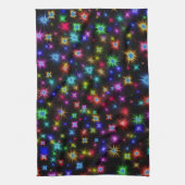 Heldere regenboogsparken, sterren en vuurwerk theedoek (Verticaal)