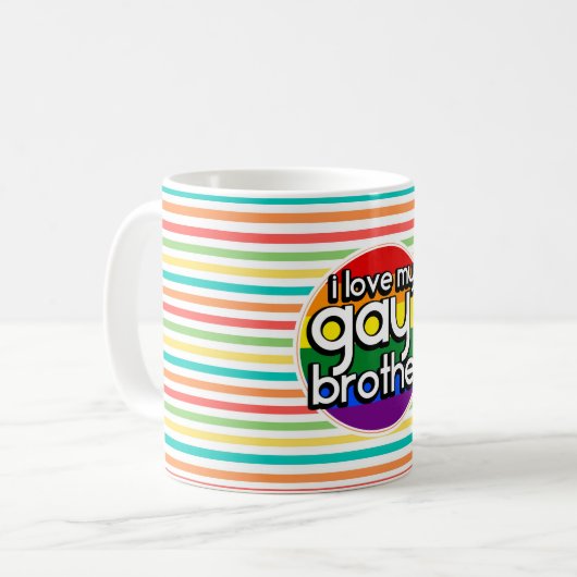 Heldere regenboogstrips; Gay Brother Koffiemok (Voorkant links)
