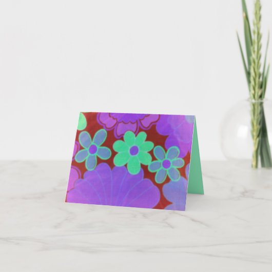 Heldere Retro blik-Bloemen ontwerp-Notecards Kaart (Voorkant)
