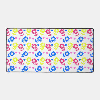 Heldere Retro Bloemen Patroon met Harten Bureaumat