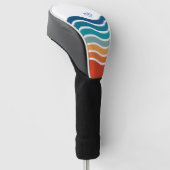 Heldere Retro golvende Strepen Patroon met Monogra Golfheadcover (Schuin)