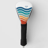 Heldere Retro golvende Strepen Patroon met Monogra Golfheadcover (Voorkant)