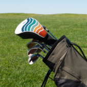 Heldere Retro golvende Strepen Patroon met Monogra Golfheadcover (Insitu)