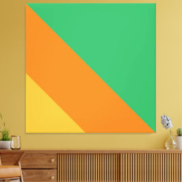 Heldere Retro Groene Oranje Gele Diagonale Strepen Canvas Afdruk