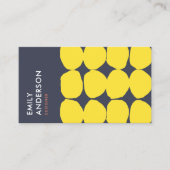 HELDERE RETRO GROTE HAND GETROKKEN GELE NAVY POLKA VISITEKAARTJE (Voorkant)