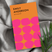 HELDERE RETRO GROTE HAND GETROKKEN ROZE ROEST POLK VISITEKAARTJE