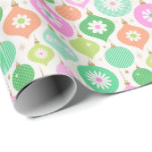Heldere Retro Kerst Ornamenten Cadeaupapier (Rol Hoek)